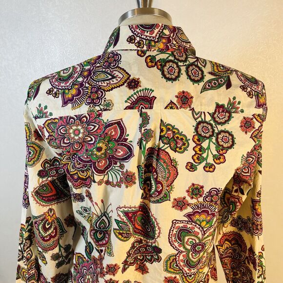 Talbots Petites sz MP Paisley Button Shirt Top - Picture 7 of 10